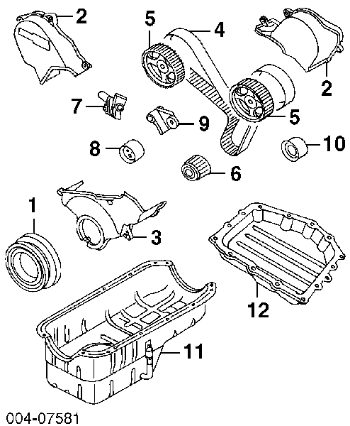 Engrenagem de cadeia de roda dentada da árvore distribuidora direita de motor KMD313741 Fiat/Alfa/Lancia
