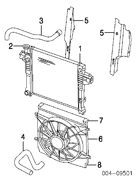 Ventilador elétrico de esfriamento montado (motor + roda de aletas) K52079786AB Fiat/Alfa/Lancia