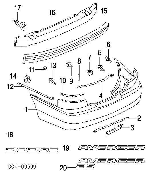 Усилитель заднего бампера Chrysler Sebring LX (Крайслер Себринг)