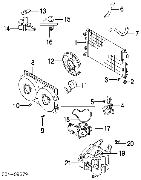 Ventilador (roda de aletas) do radiador de esfriamento direito para Chrysler Sebring 