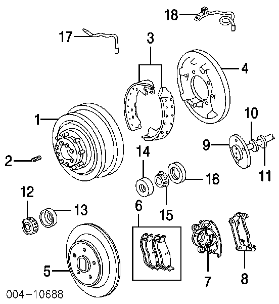 Задние барабанные колодки 4761755 Chrysler