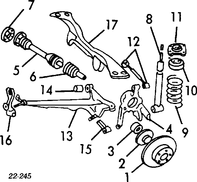 Braço oscilante transversal esquerdo de suspensão traseira para Audi 200 (44, 44Q)