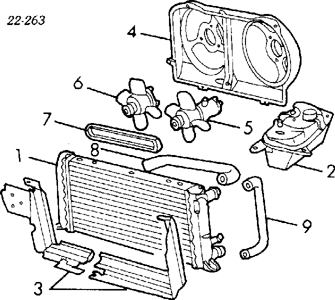 Radiador de esfriamento de motor para Audi 90 (89, 89Q, 8A, B3)