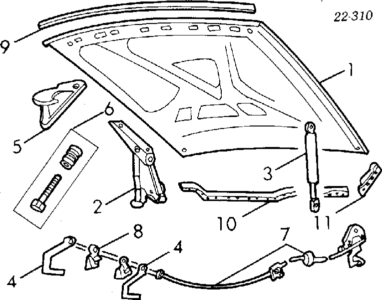 Cabo de abertura da capota para Audi 100 (4A, C4)
