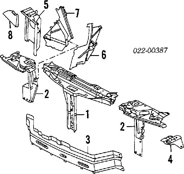 Suporte inferior do radiador (painel de montagem de fixação das luzes) para Audi 80 (89, 89Q, 8A, B3)