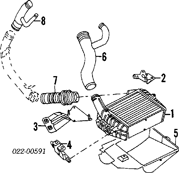 Шланг (патрубок) интеркуллера верхний на Audi 100 4A, C4