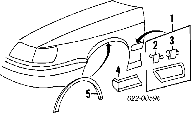 Placa sobreposta do pára-lama dianteiro esquerdo para Audi 100 (4A, C4)