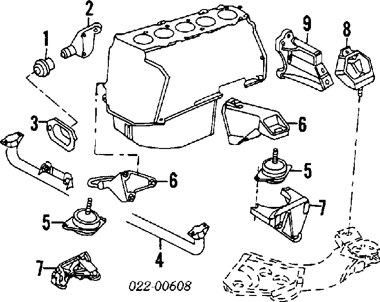 Coxim de transmissão (suporte da caixa de mudança) 4A0399151C VAG/Audi