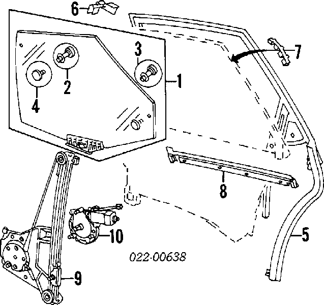 Mecanismo de acionamento de vidro da porta traseira esquerda para Audi 100 (4A, C4)