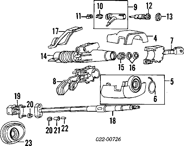 Comutador esquerdo instalado na coluna da direção para Audi 80 (8C, B4)