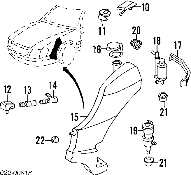 Injetor de fluido para lavador de pára-brisas para Audi 100 (4A, C4)