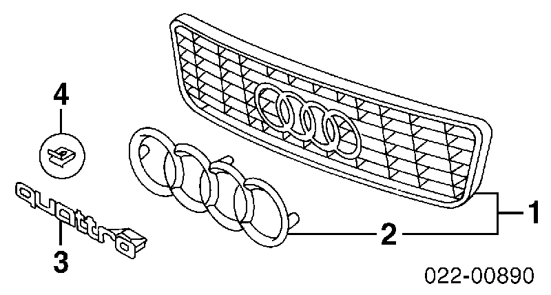 Emblema de grelha do radiador para Audi A6 (4B, C5)