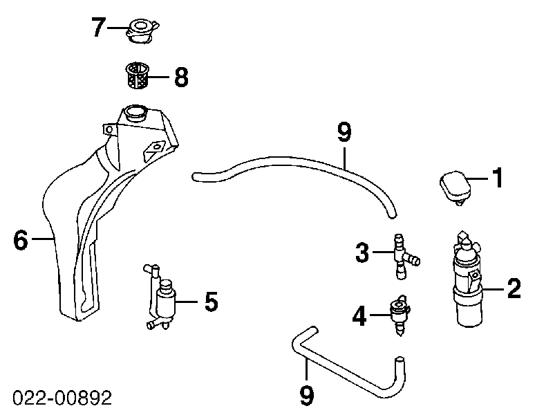 União em T do sistema de lavador de pára-brisas para Audi A8 (4D2, 4D8)