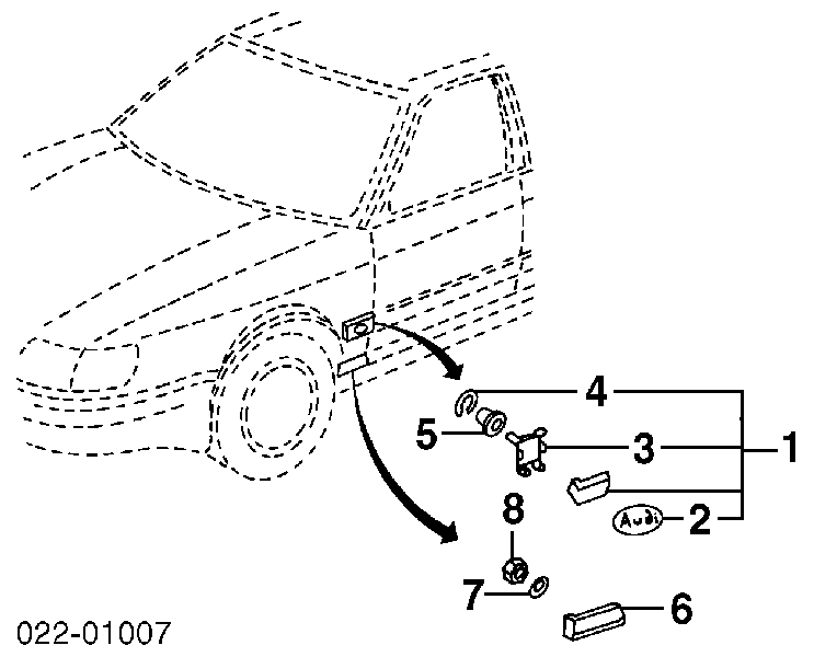 Молдинг крыла переднего левого на Audi A8 D2 