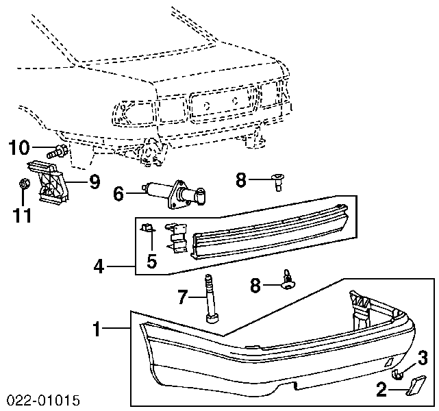 Усилитель заднего бампера Audi A8 4D_ (Ауди А8)
