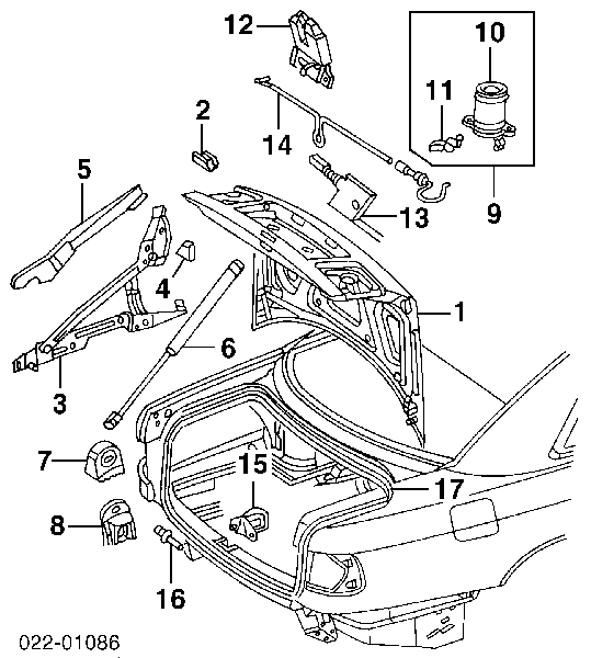 Amortecedor de tampa de porta-malas (de 3ª/5ª porta traseira) para Audi A8 (4D2, 4D8)