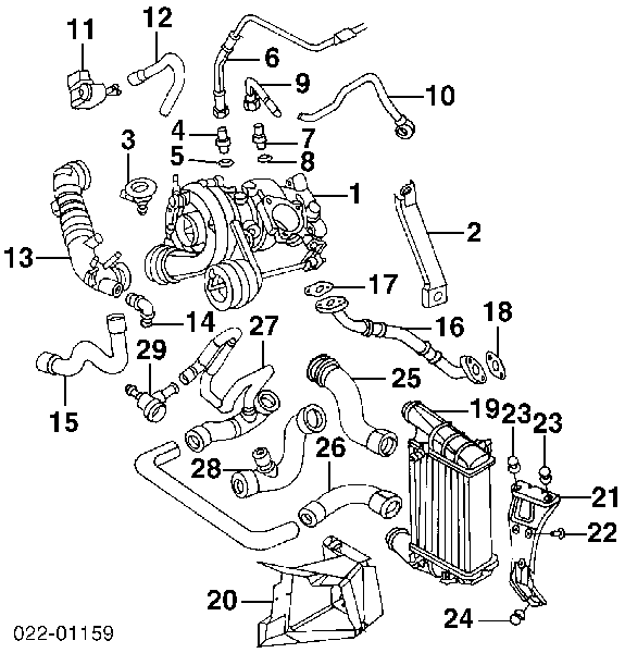 Cano derivado de ar, entrada na turbina (supercompressão) para Audi A4 (8D2)