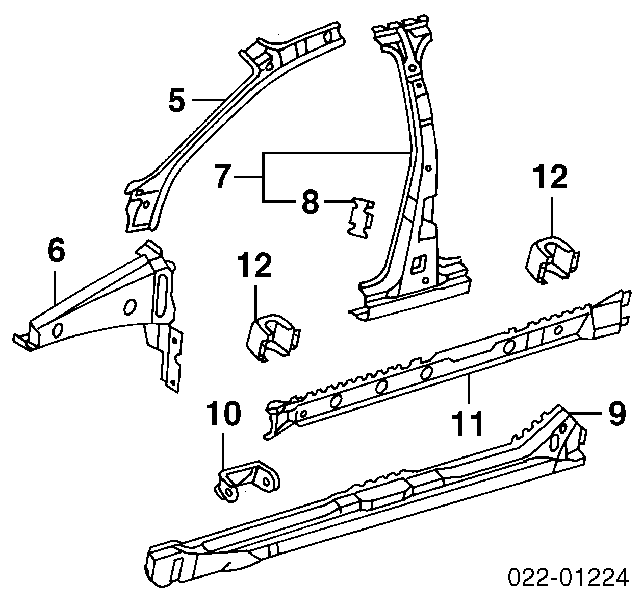 Montante central esquerdo de carroçaria para Audi A6 (4B, C5)