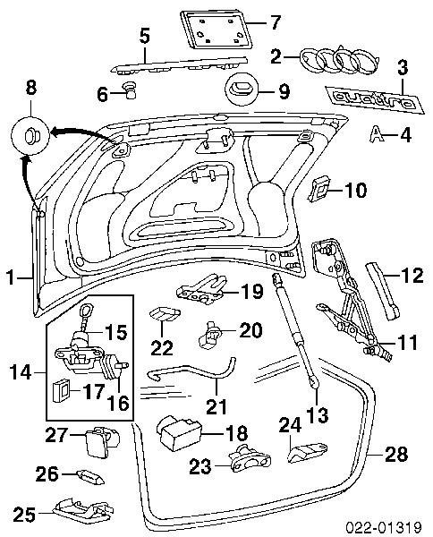 107862055CB VAG личинка замка багажника (двери 3/5-й задней)