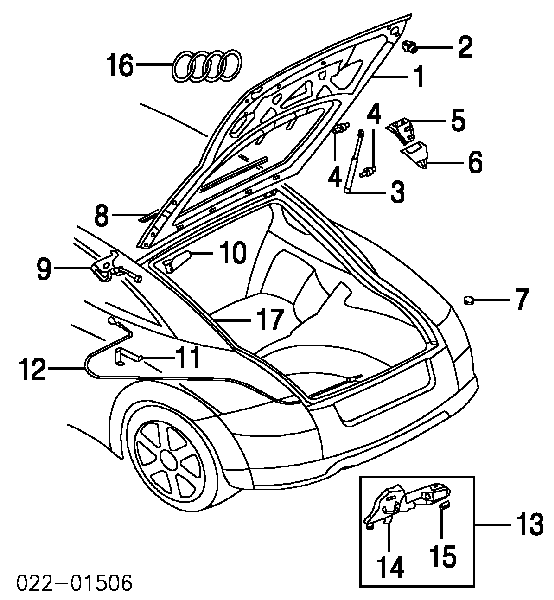 Крышка багажника на Audi TT 8N3