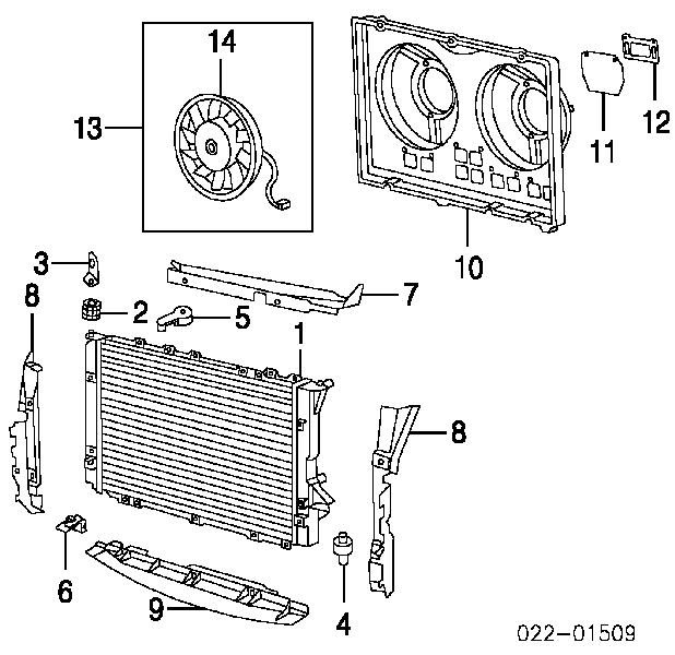 Radiador de esfriamento de motor para Audi 100 (4A, C4)