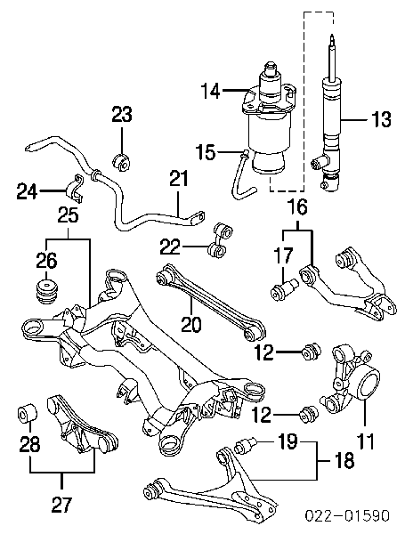 Coxim pneumático (suspensão de lâminas pneumática) do eixo traseiro para Audi A6 (4BH)