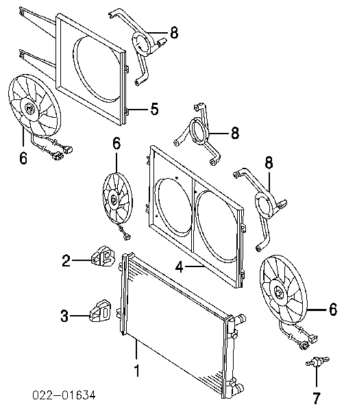 Ventilador (roda de aletas) do radiador de esfriamento para Volkswagen Golf (1J1)