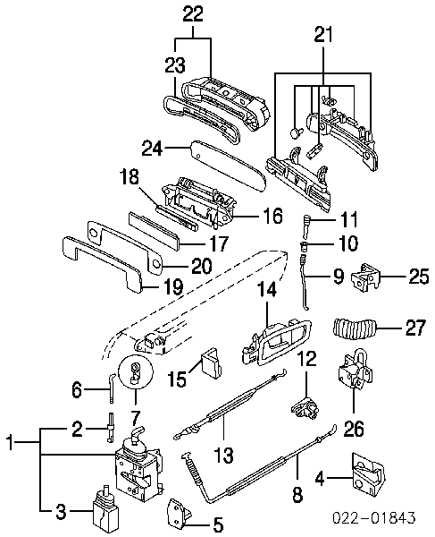 Fecho da porta traseira direita para Audi A8 (4D2, 4D8)