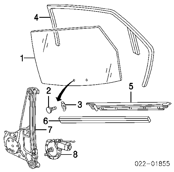 Mecanismo de acionamento de vidro da porta traseira esquerda para Audi A6 (4B, C5)