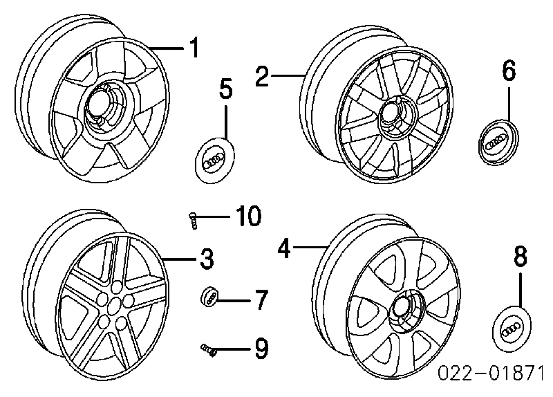 Coberta de disco de roda para Audi A2 (8Z0)