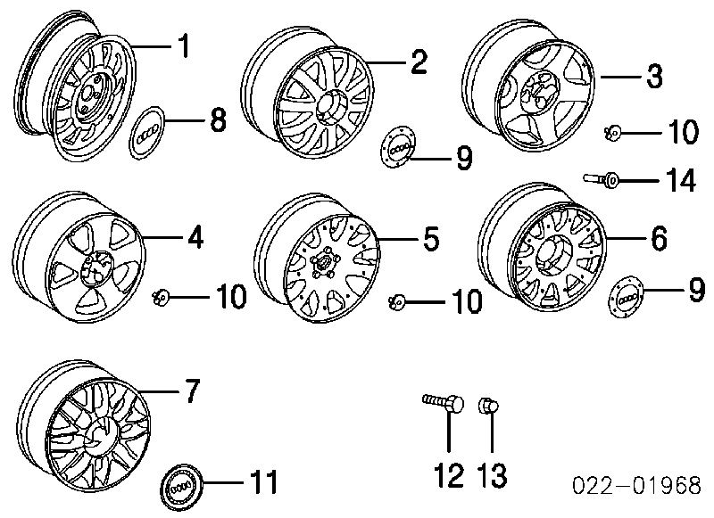 Coberta de disco de roda para Audi A4 (8D5)