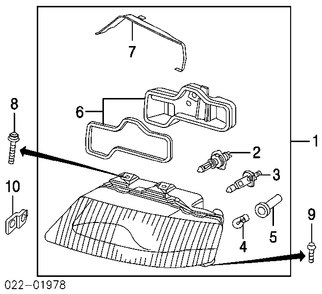 Ресничка (накладка) правой фары на Audi A6 4B, C5