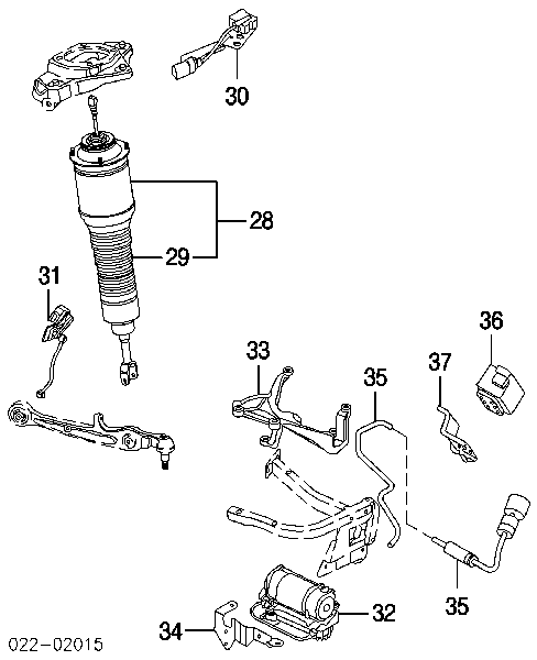 Unidade de válvulas de suspensão regulada para Audi A6 (4F2)