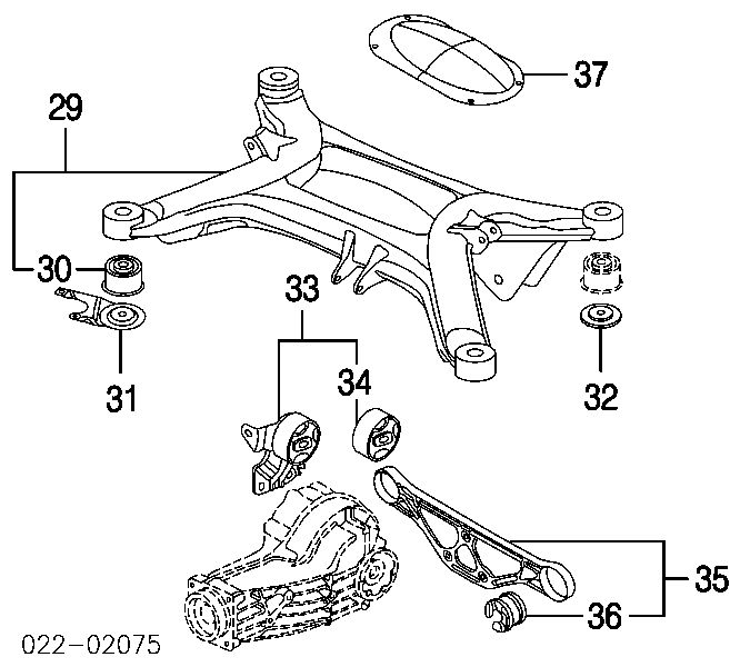 Сайлентблок траверсы крепления заднего редуктора передний на Audi A8 D3 