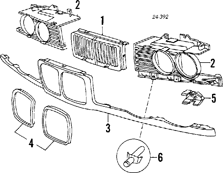 Placa sobreposta esquerda de grelha do radiador para BMW 5 (E34)
