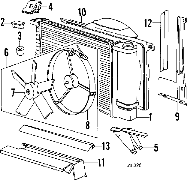 Consola (coxim de fixação) superior direita do radiador 17111712660 BMW