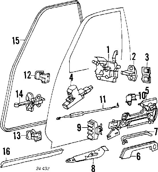 Cabo (pedal) de abertura do fecho da porta dianteira esquerda para BMW 5 (E34)