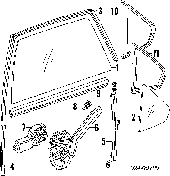100093 Doga mecanismo de acionamento de vidro da porta traseira esquerda