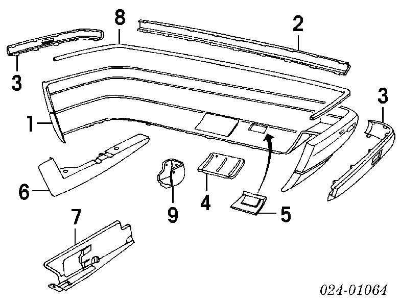 Moldura central do pára-choque traseiro para BMW 5 (E34)