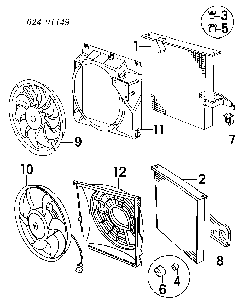 Difusor do radiador de aparelho de ar condicionado, montado com roda de aletas e o motor para BMW 3 (E36)