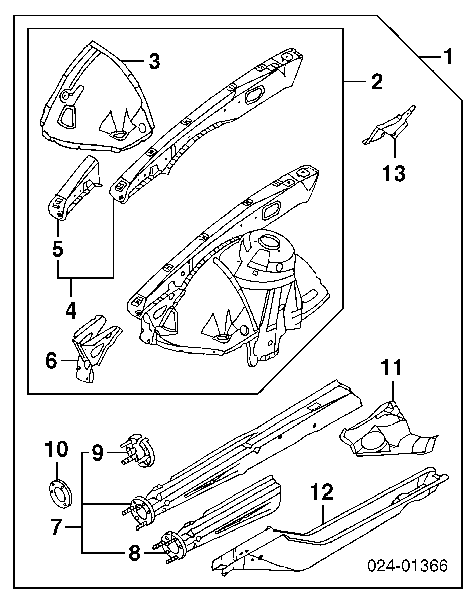 41148203422 BMW longarina de chassi dianteira direita