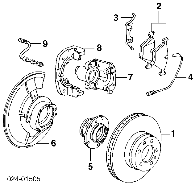 Kit de molas de fixação de sapatas de disco dianteiras para BMW 5 (E39)