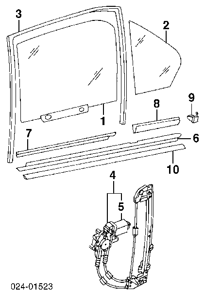 490055 ERA mecanismo de acionamento de vidro da porta traseira esquerda