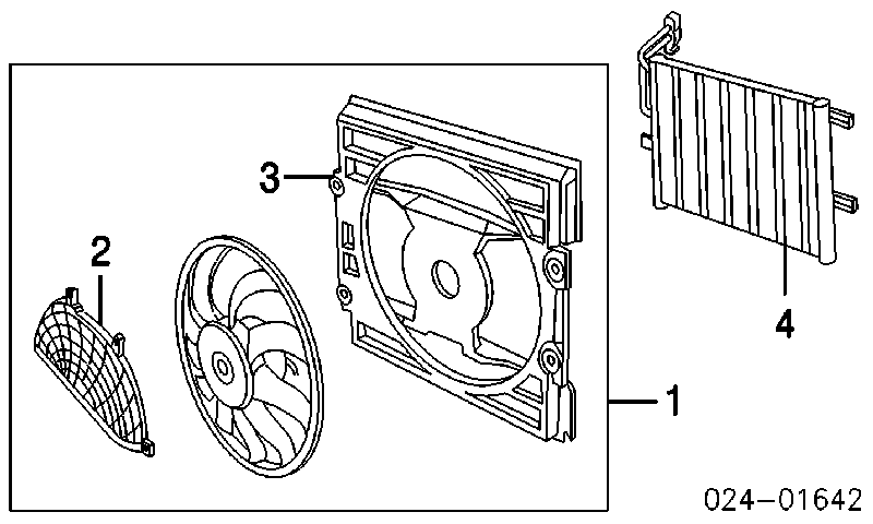 EBM014 Doga difusor do radiador de esfriamento, montado com motor e roda de aletas