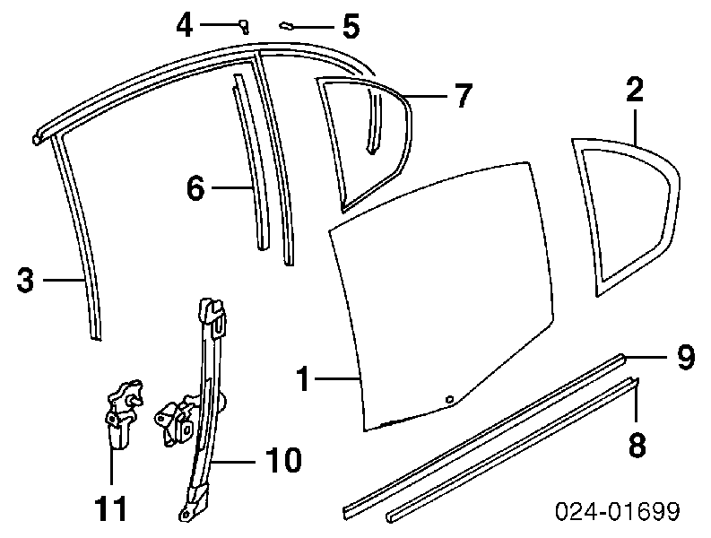 Mecanismo de acionamento de vidro da porta traseira esquerda para BMW 3 (E46)