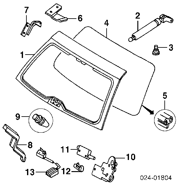 MH70556 Meha amortecedor de tampa de porta-malas (de 3ª/5ª porta traseira)