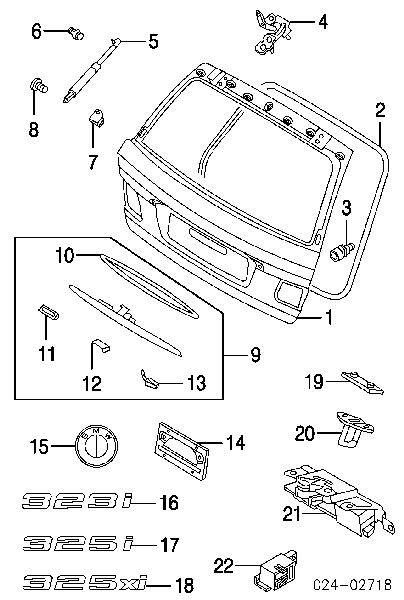 Gozno de garra (parte complementar) de fecho da porta traseira (de bagageiro, 3ª/5ª) para BMW X3 (E83)