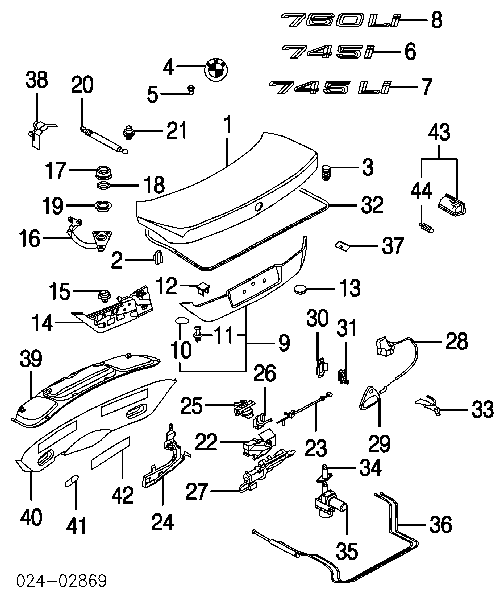 Bomba de fechamento automático de porta-malas (de 3ª/5ª porta traseira) para BMW 7 (E65, E66, E67)