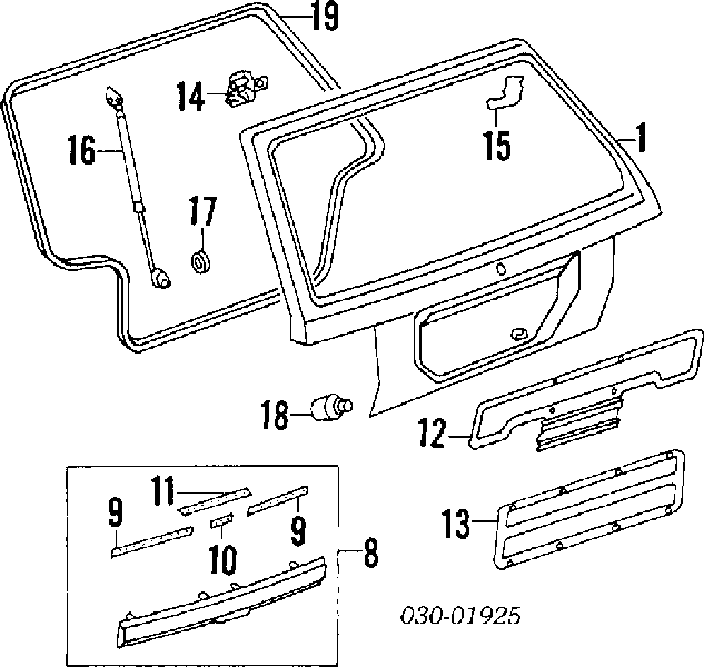 Amortecedor de tampa de porta-malas (de 3ª/5ª porta traseira) 9045101B00 Nissan