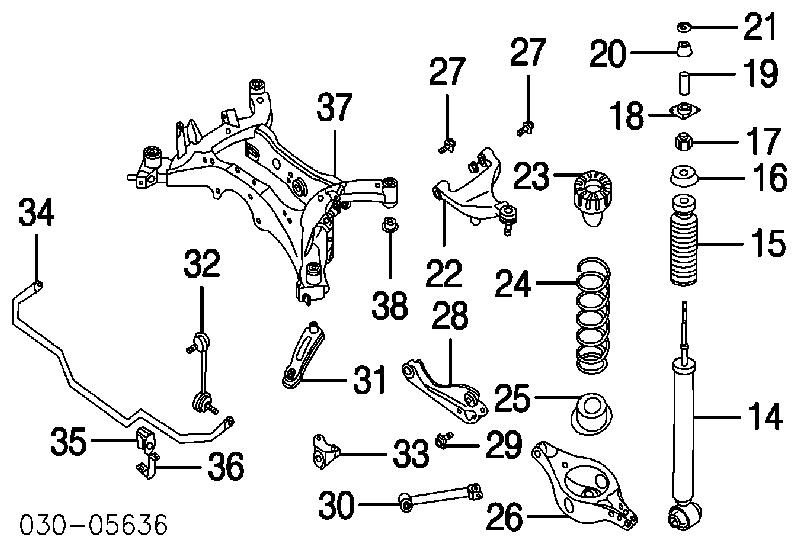 Parafuso de fixação de braço oscilante de inclinação traseiro, interno para Nissan Murano (Z50)